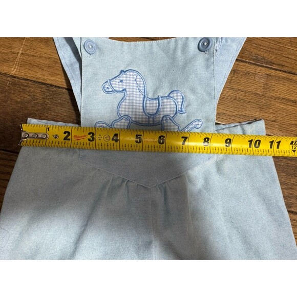 Vtg Texsis Karman Toddler Overalls Small Light Blue Rocking Horse Embroidered - Picture 5 of 6